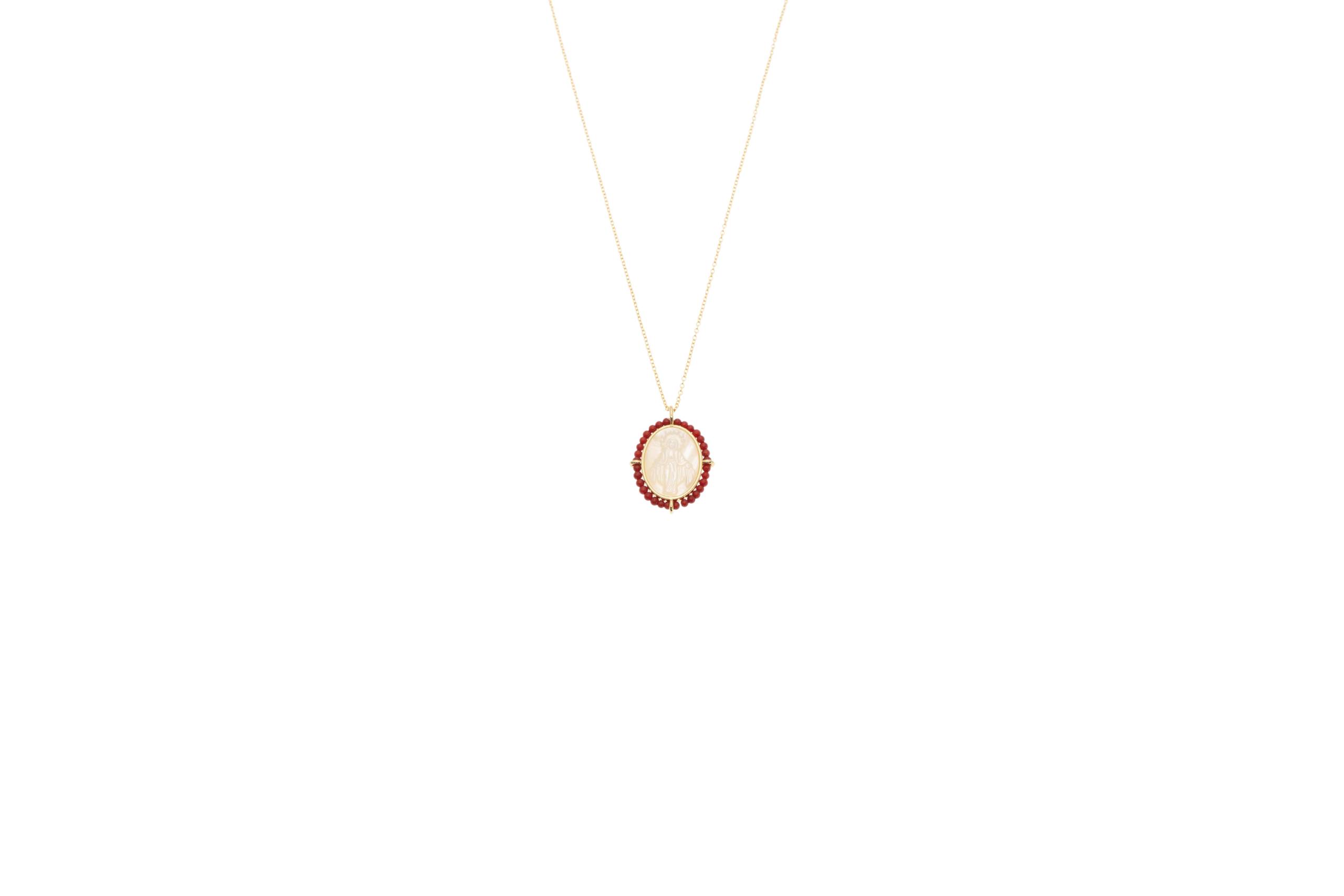 CADENA MEDALLA MILAGROSA CRISTAL CORAL - Imagen 1