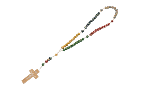 ROSARIO MADERA MISIONERO FLOR PINTADA  6MM