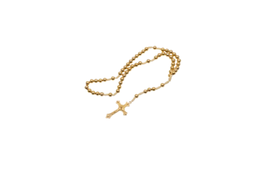 ROSARIO METAL DORADO Y CUERDA 6MM