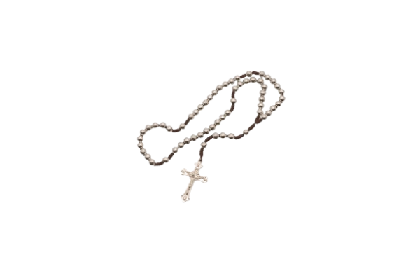 ROSARIO METAL PLATEADO Y CUERDA 6MM