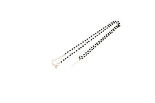 COLLAR CRISTAL NEGRO CON CRUZ