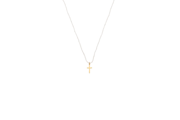 COLLAR PIEDRA FINA CRUZ  DORADA - Imagen 1