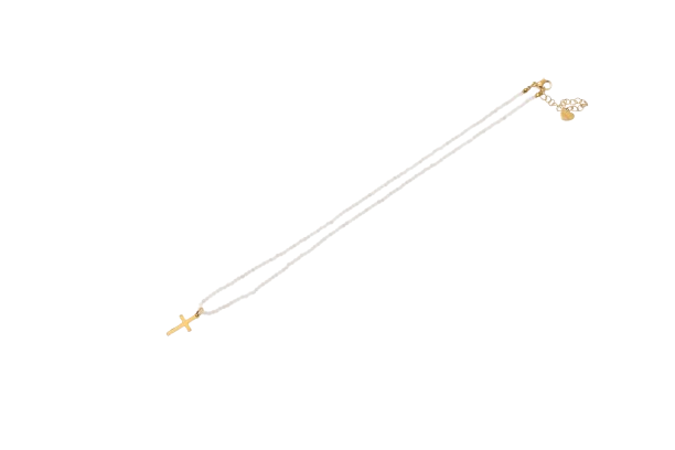 COLLAR PIEDRA FINA CRUZ  DORADA - Imagen 2