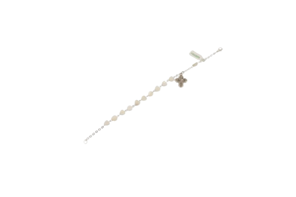 PULSERA ROSARIO CORAZÓN MADRE PERLA