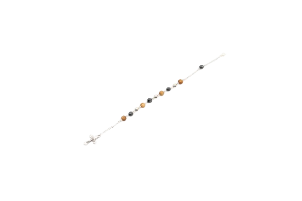 PULSERA MADERA Y METAL 6MM