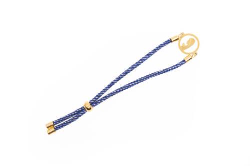 Pulsera ajustable bicolor. Virgen María. Color azul