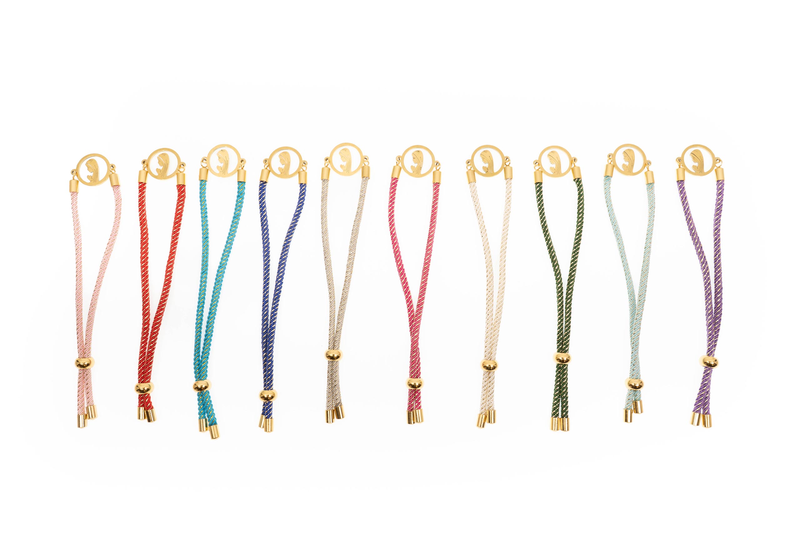 Pulsera ajustable bicolor. Virgen María.