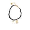 Pulsera de piedras con Cruz y Medalla de la Virgen de Guadalupe. Color Agatha Negra