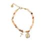 Pulsera de piedras con Cruz y Medalla de la Virgen de Guadalupe. Color piedra jaspeada